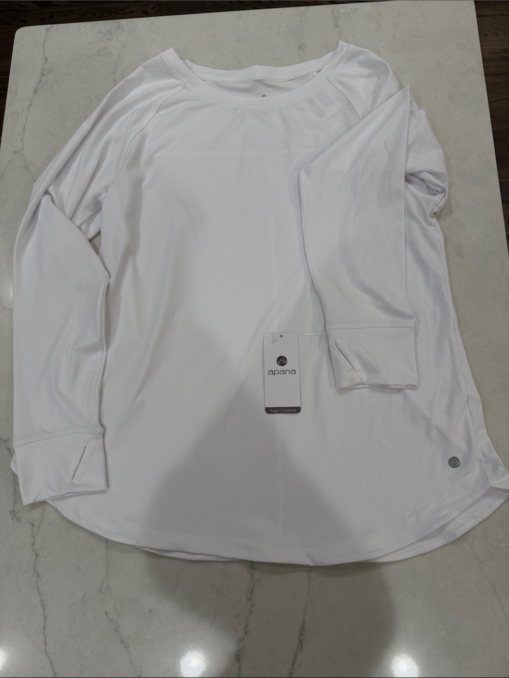 Apana White Long Sleeve Athletic Top